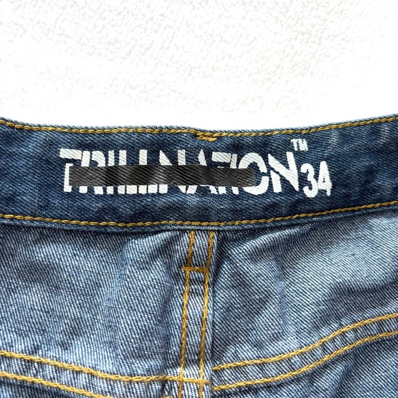 Trillnation 34 Med Wash 90% Cotton Zipper Ripple Knee Length Denim Short Size 34 - Picture 9 of 12